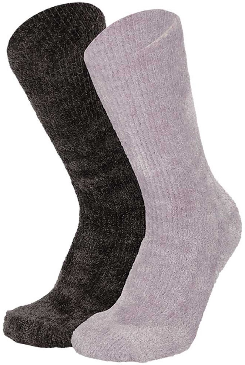 Apollo Dames Chenille Bedsokken Paars - Maat One Size
