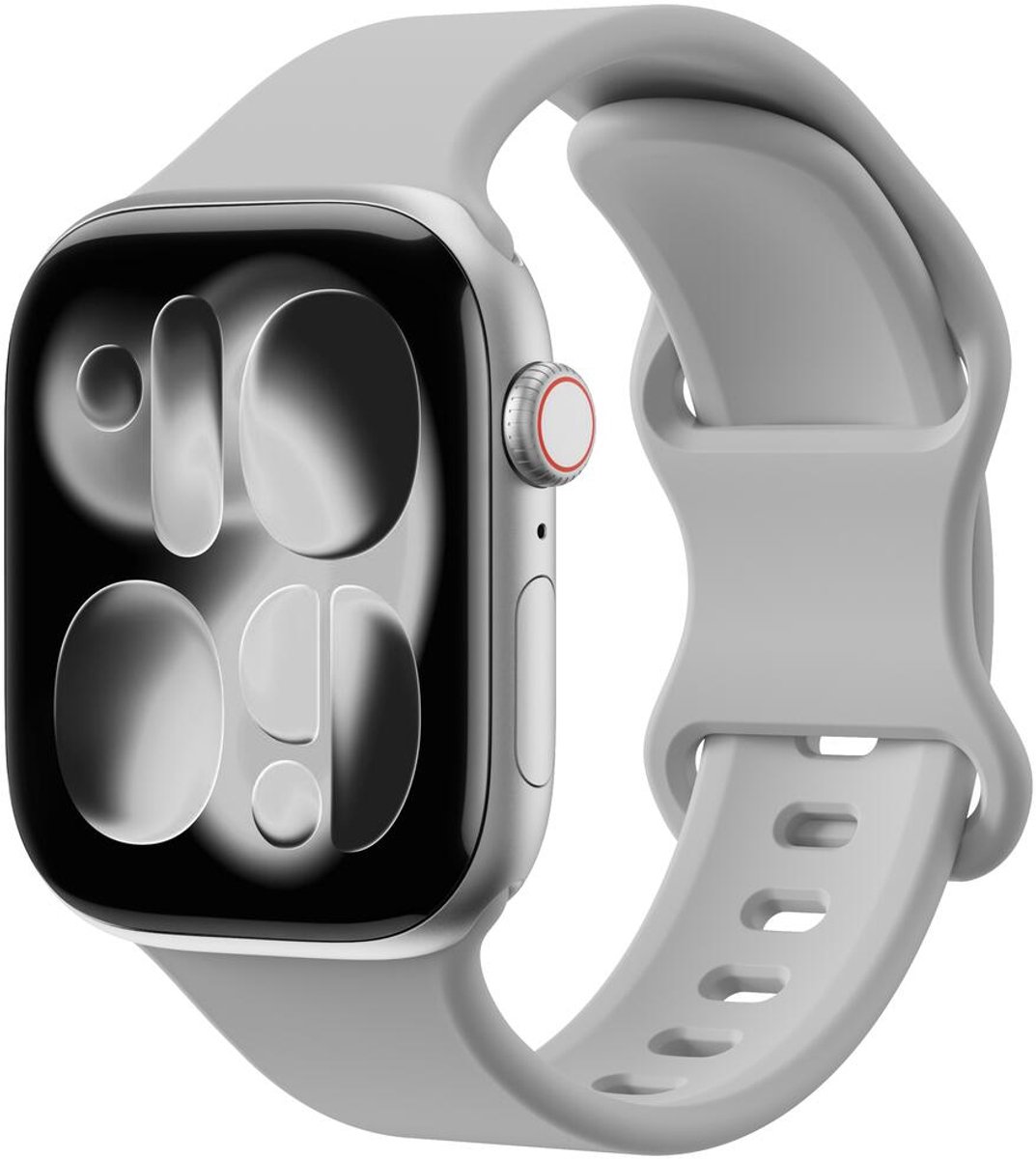 SBG Siliconen Bandje Geschikt voor Apple Watch 1/2/3/4/5/6/7/8/9/10/11/SE/Ultra - 49/46/45/44/42MM - Horlogebandje Cloud Grey