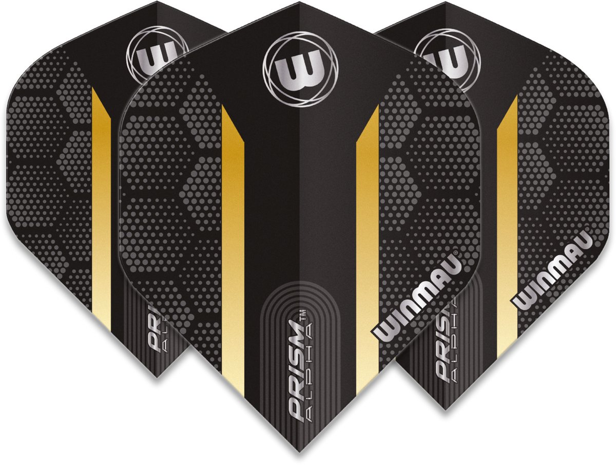Winmau Prism Alpha Extra Thick Black & Gold Stripe - Dart Flights