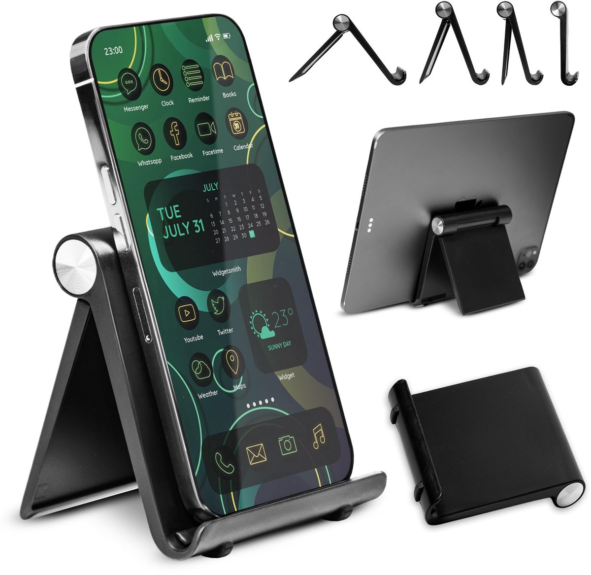 Unyqoos® Verstelbare en draagbare smartphonehouder voor bureau en keuken