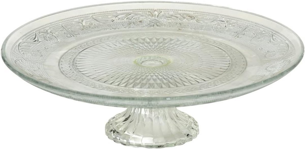 Glas Cakeplate met Standaard - Diameter 25 cm - Elegant Servies voor Taarten en Hapjes
