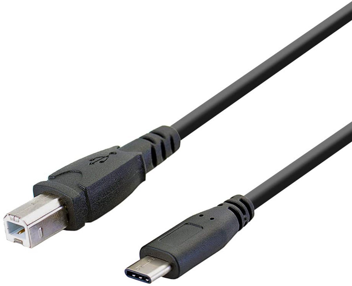 USB-C naar USB-B kabel 1 meter - Dataoverdracht voor printer, scanner en elektrische piano - Zwart