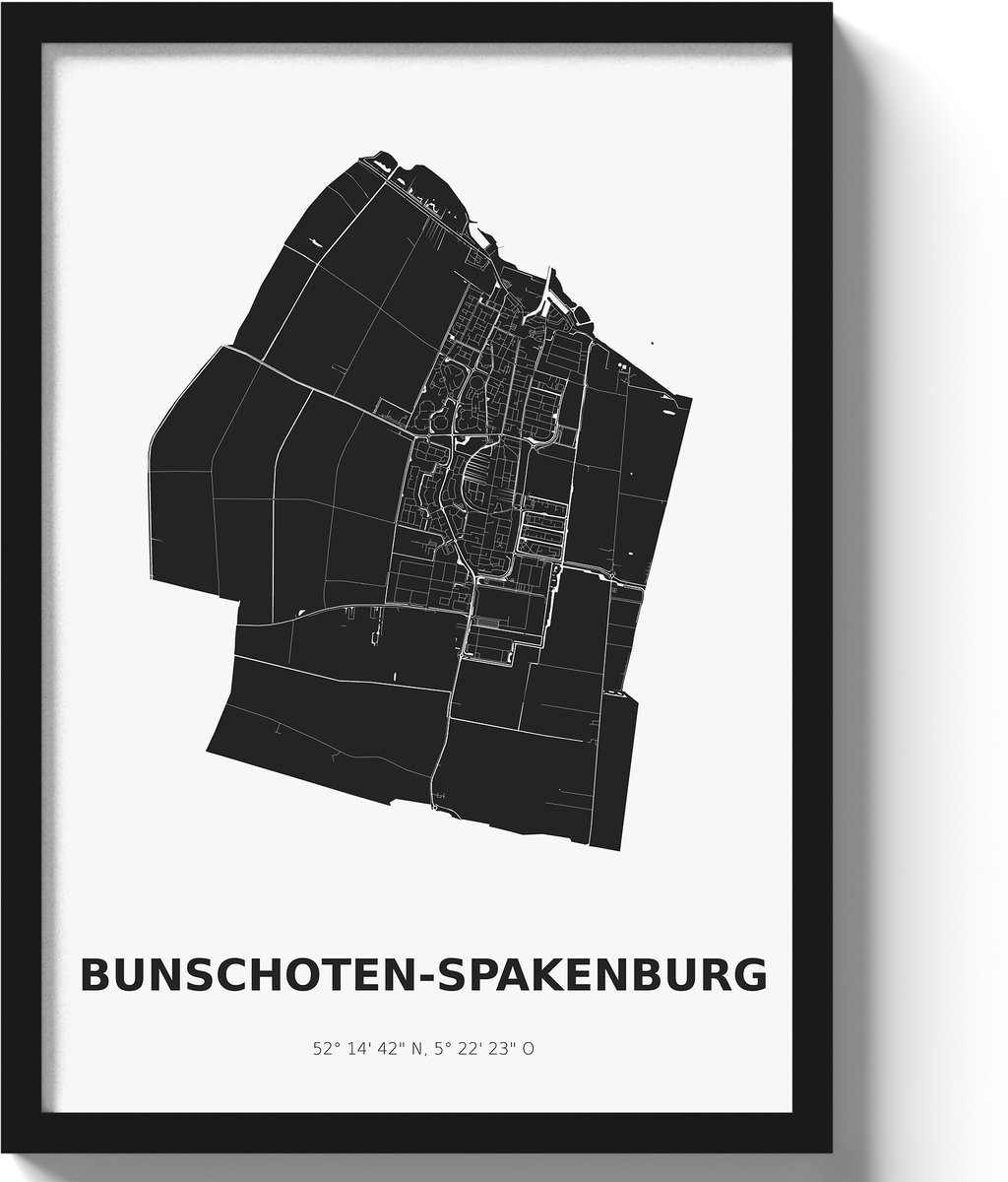 Poster Bunschoten-SpakenburgA3 - 30 x 42 cm - Zwart/Wit (Exclusief Lijst)