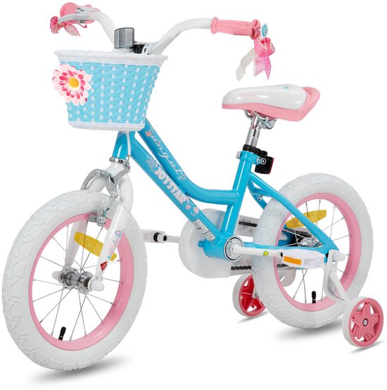 JOYSTAR Angel Meisjesfiets - Verschillende Maten 14 Inch - Met Zijwieltjes - Handrem - Inclusief Mandje - Blauw van JOYSTAR — afbeelding 2