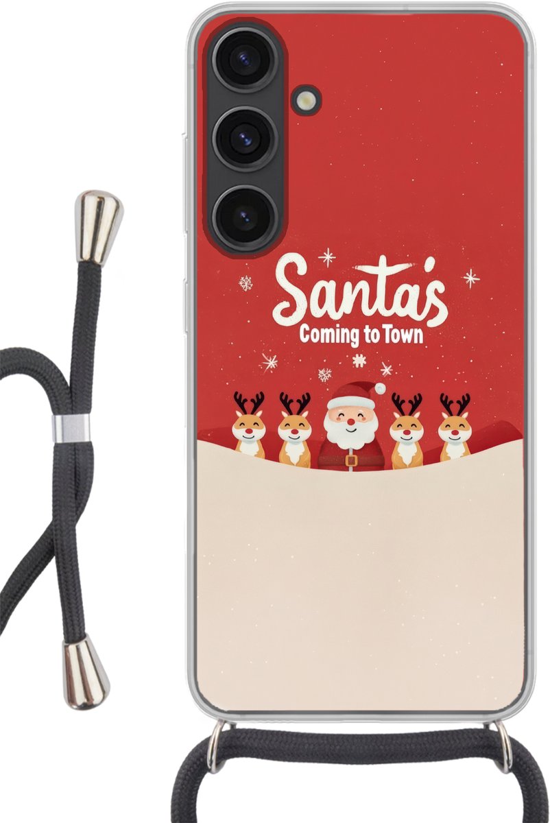 Illustratie - Kerstman - Rendieren - Rood