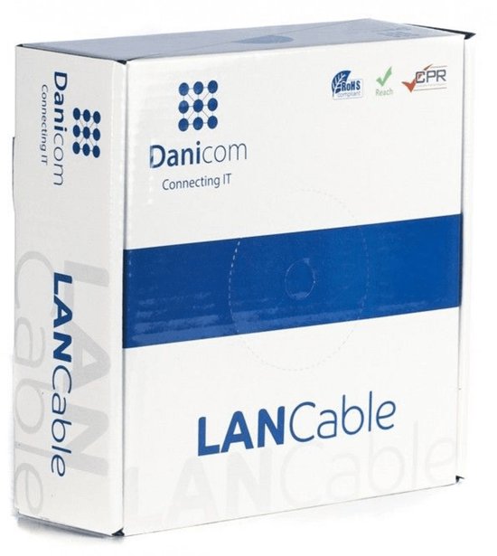 Câble Danicom CAT6 U/UTP 100 mètres op rol souple gris CCA - Pull box - Câble Internet - Câble réseau - Câble UTP