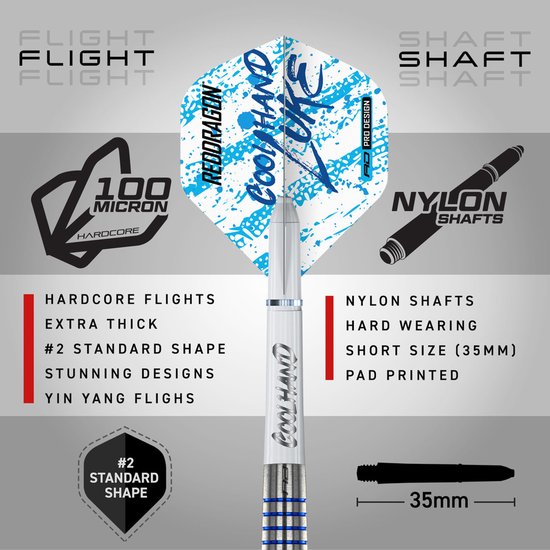 Red Dragon Luke Humphries Coolhand Blue Series 90% Dartshopper Exclusives - Dartpijlen van Red Dragon — afbeelding 4
