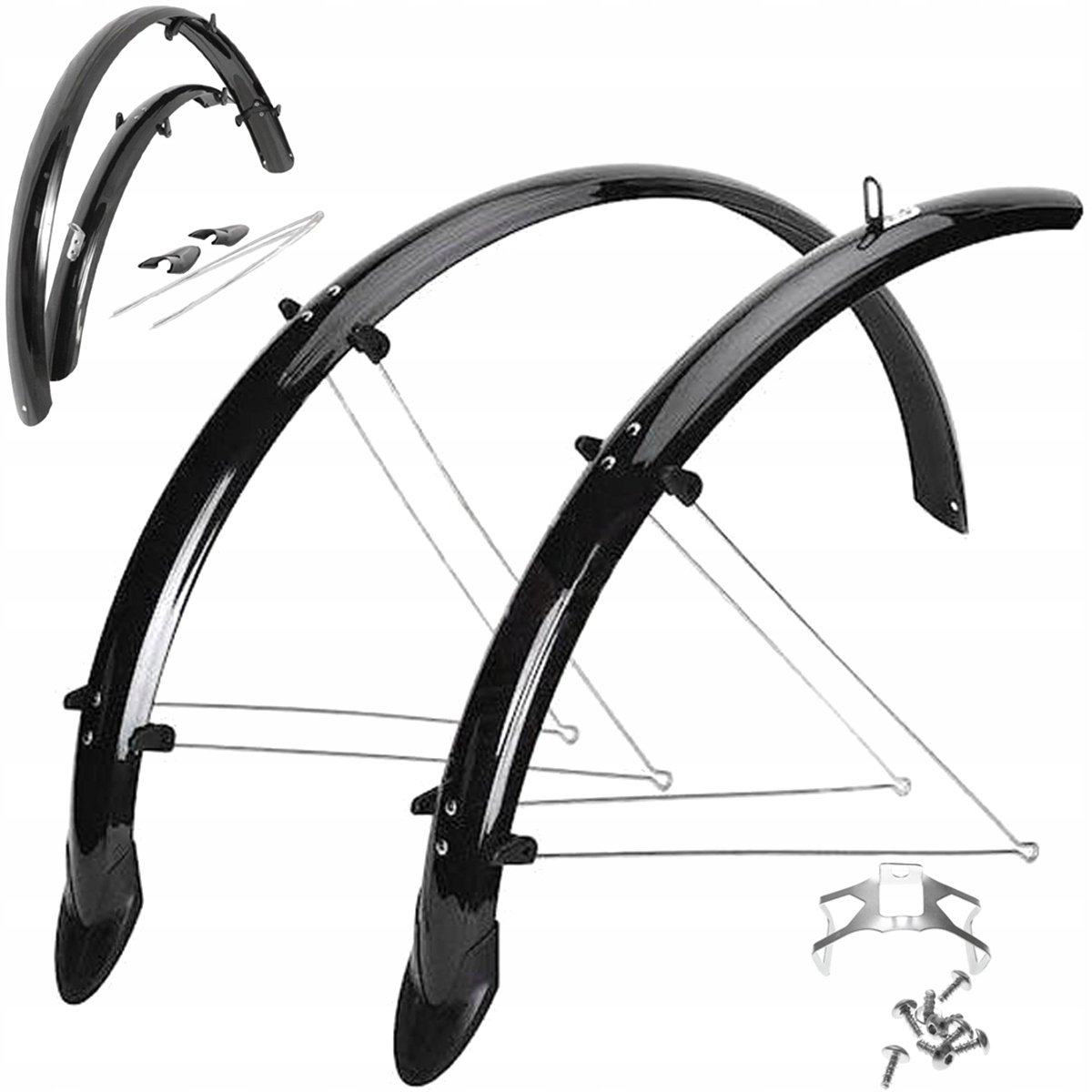 Orion Fietsspatborden Set 28" x 53mm Zwart met Spatlappen