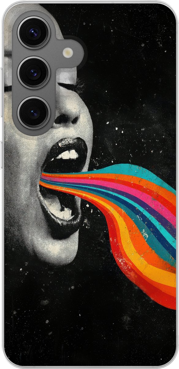 Telefoonhoesje samsung Galaxy S24 hoesje - Mond - Golven - Regenboog - Siliconen Telefoonhoesje Telefoonhoesje