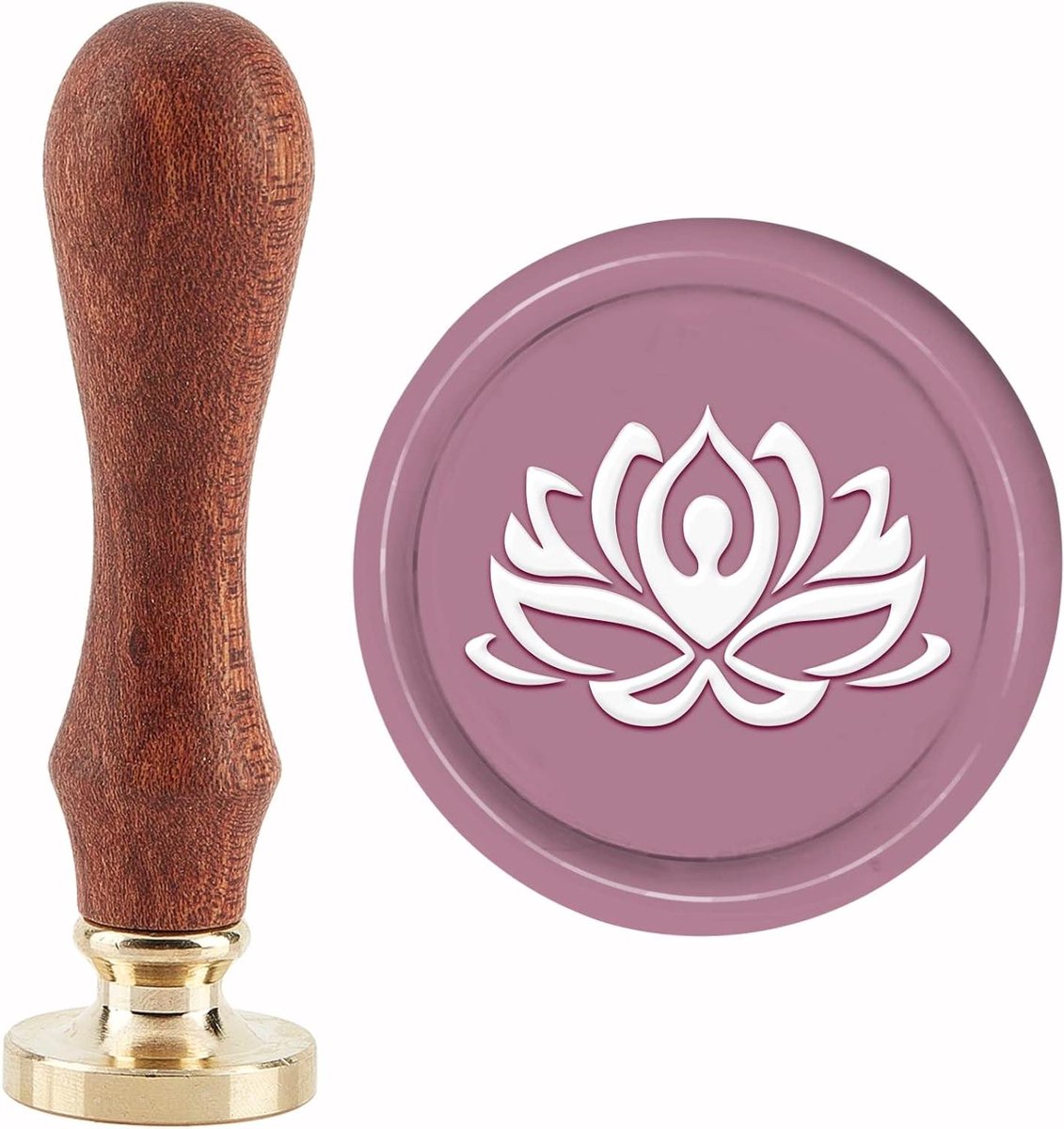 CSGoods - Wax Seal Stempel Bloem 30mm Verwijderbaar Messing Hoofd Afdichting met Houten Handvat voor Uitnodigingen Kaarten Scrapbooking