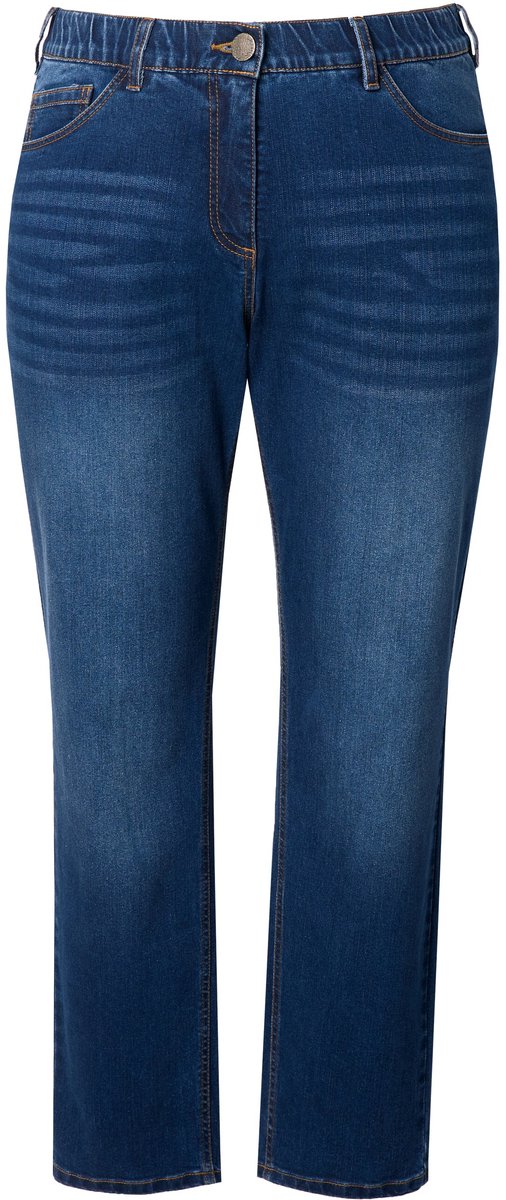 Ulla Popken - Dames - Boyfriend jeans 5-pocketmodel comfortabele tailleband - Blauw denim - Maat 54