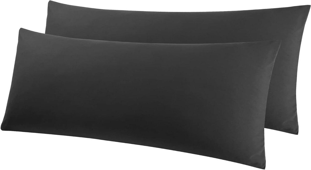 Provento Set van 2 kussenslopen 100% microvezel zwart voor zijslaapkussen 50 x 150 cm met ritssluiting Any
