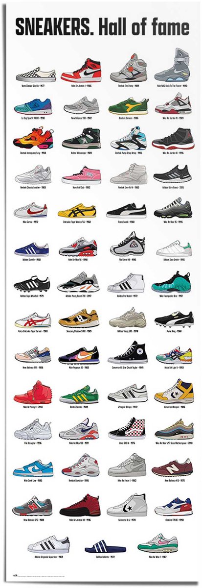 REINDERS Poster Sneakers - hall of fame - 158 x 53 - Papier - REINDERS Bonte kleuren