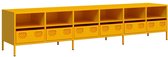 vidaXL - Meuble TV - 202x39x43,5 - cm - laminé à froid - acier - jaune moutarde