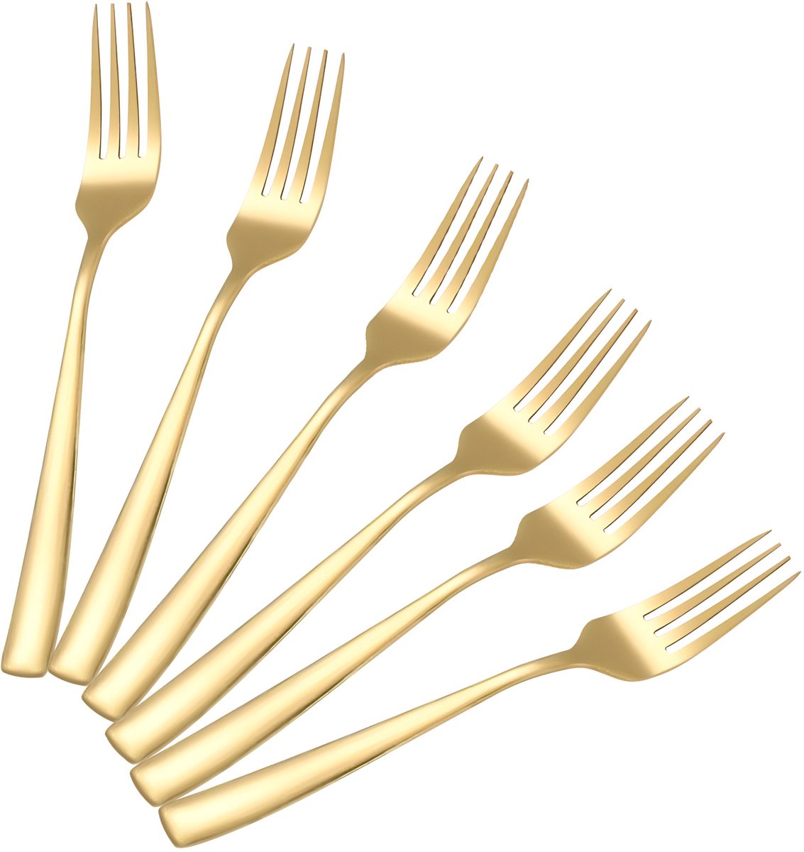 Cheffinger, Set van 6 vorken 21.5cm van hoogwaardig roestvrij staal, Goud