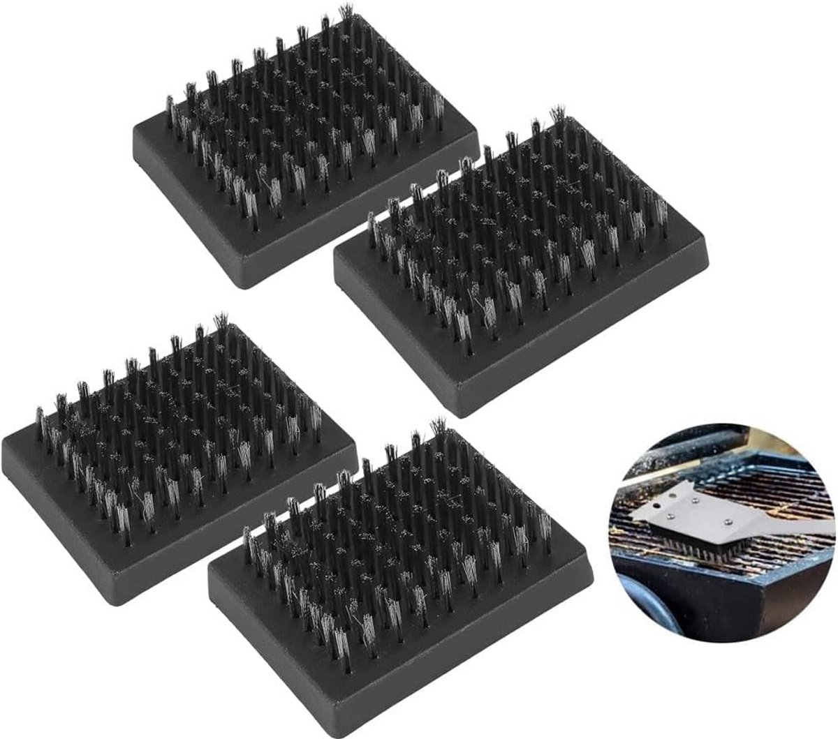 4x Vervangingskoppen Grillborstel - Sterke Draadborstel voor BBQ Reiniging en Schraper