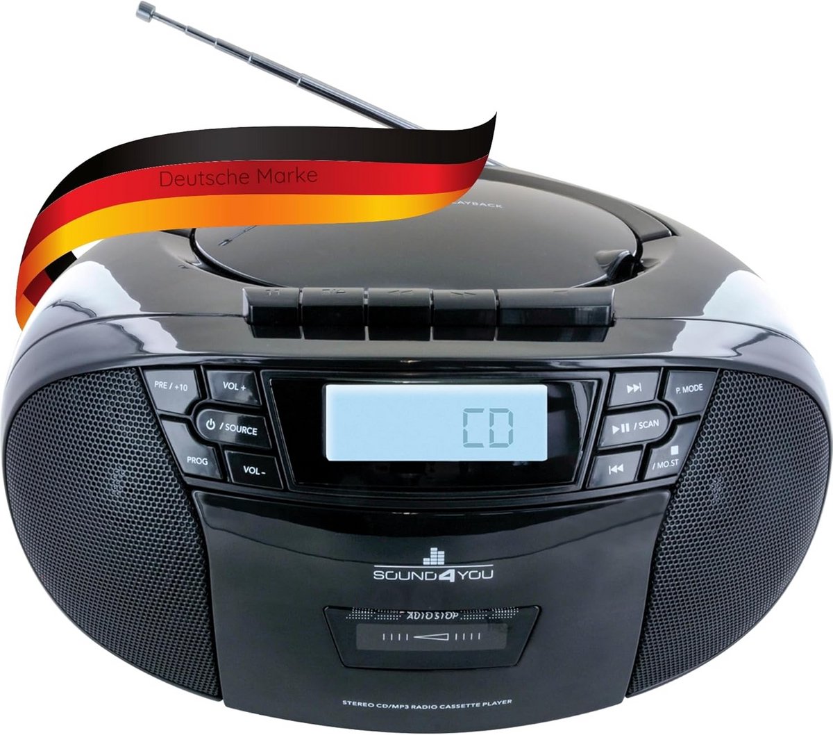 Draagbare Boombox met CD-Speler, Cassettedeck en FM Radio