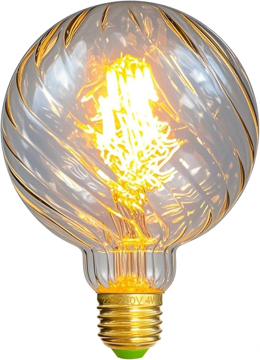Vintage LED Filamentlamp E27 4W Warm Wit Sierverlichting G95 Spiraal Helder Glas