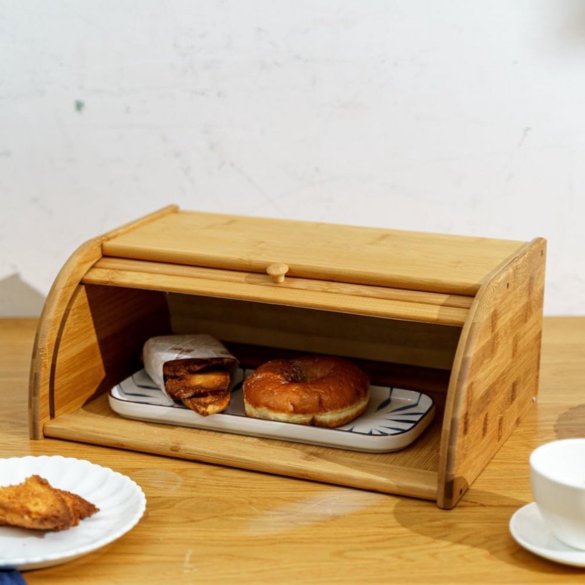 Broodtrommel met Roldeksel van Bamboehout voor Vers Brood