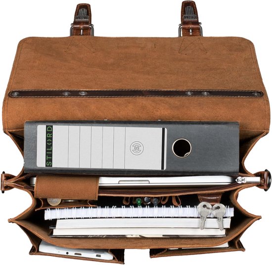 Bucklestone - Leren Messenger Bag voor Heren - Grote Laptoptas 17 inch - Crossbody Werk Tas met Gevoerd Laptopvak - Chester - Bruin