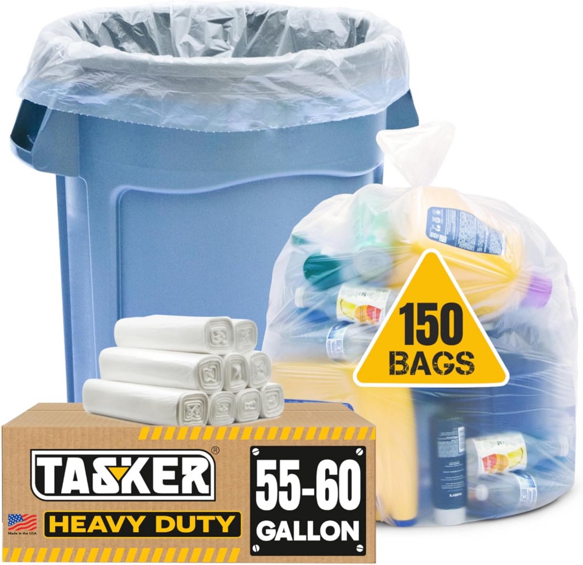 Extra Sterke Transparante Vuilniszakken 55-60 Gallon