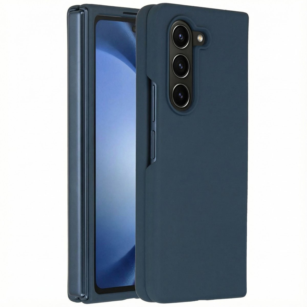 Accezz Hoesje Geschikt voor Samsung Galaxy Z Fold 5 Hoesje Siliconen - Accezz Liquid Silicone Backcover - Donkerblauw