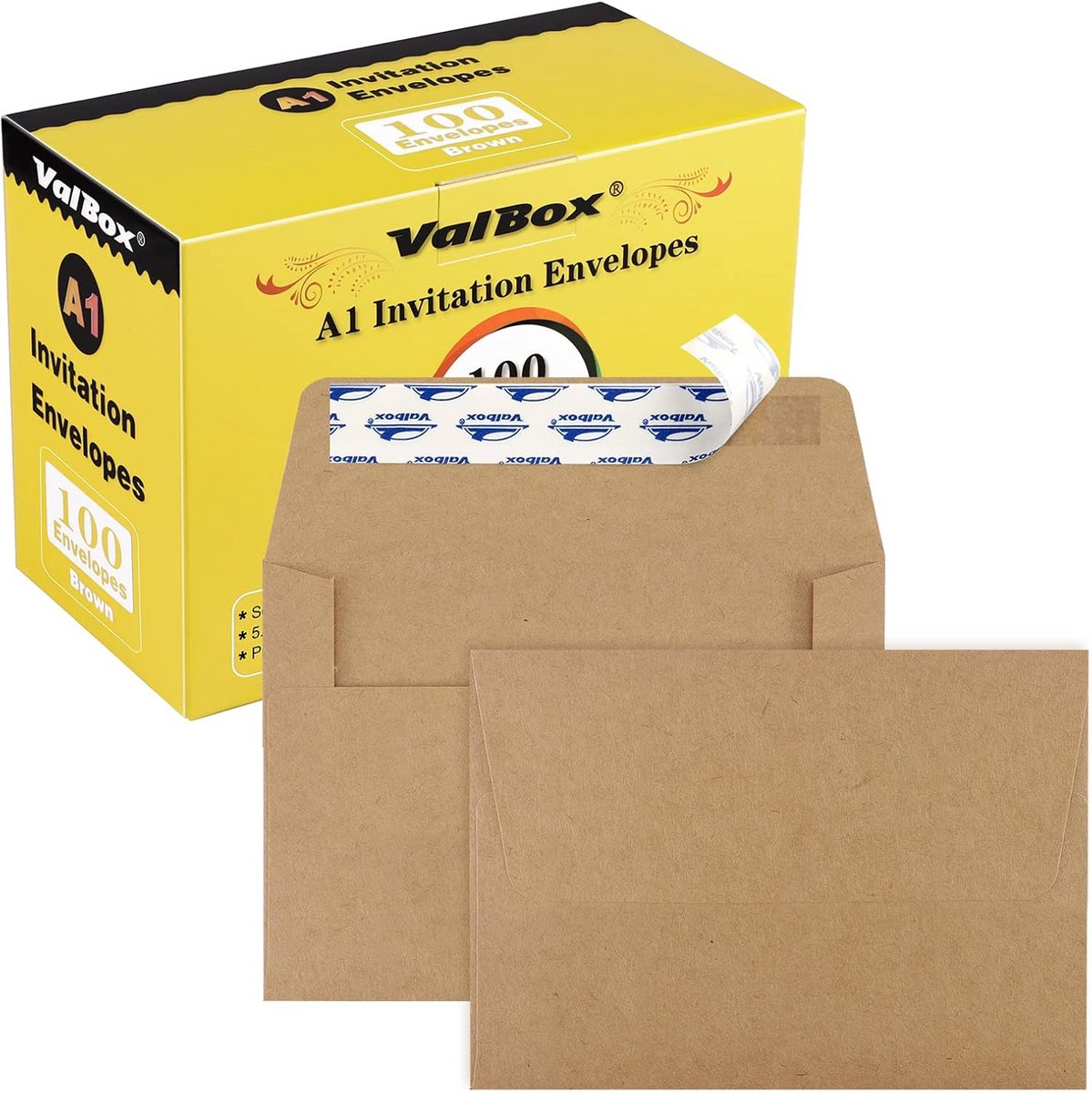 100 Stuks Bruine Enveloppen Zelfklevend Rechthoekig voor Uitnodigingen, RSVP en Foto's (ca. 9x13 cm)