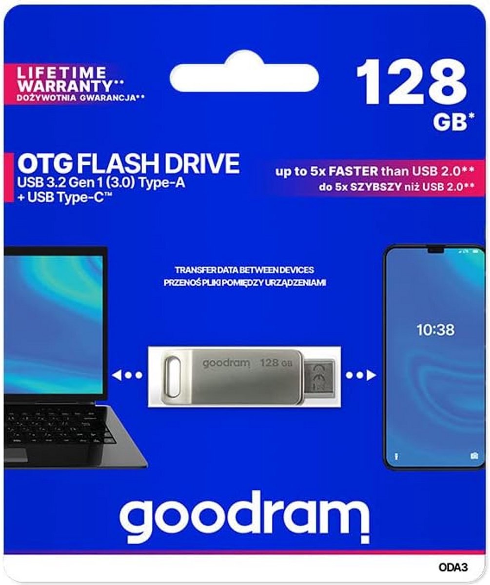USB-C en USB 3.2 OTG Flash Drive 128 GB - Dubbele Aansluiting