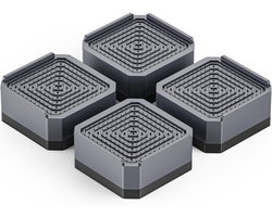 4x Meubelverhogers Grijs - Wasmachine & Droger Voeten - Verstelbare Verhoging voor Bank, Bed of Tafel - 4 cm