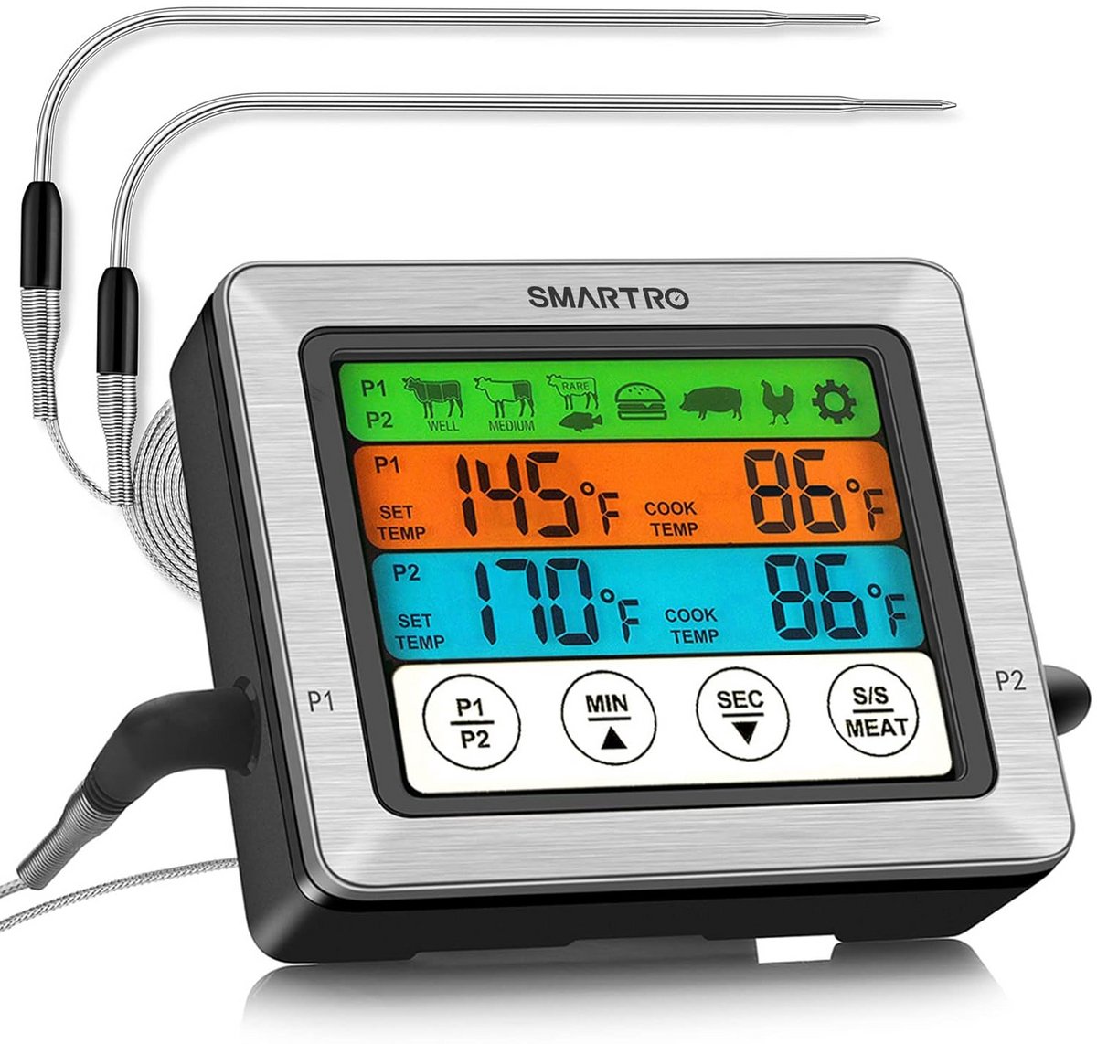 Digitale Vleesthermometer met Dubbele Snoer voor Oven, BBQ en Grill