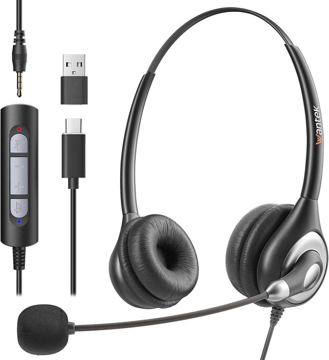 Headsets met Microfoon en Ruisonderdrukking - 3-in-1 USB en 3,5 mm Jack voor Vergaderingen en Callcenter