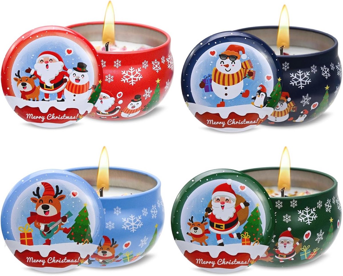 Geurkaarsen Cadeauset 4 Stuks - Perfect voor een Gezellige Sfeer