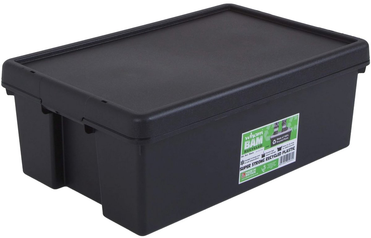 Heavy Duty Recycling Box - 36 Liter met Deksel - Duurzaam en Sterk - Zwart