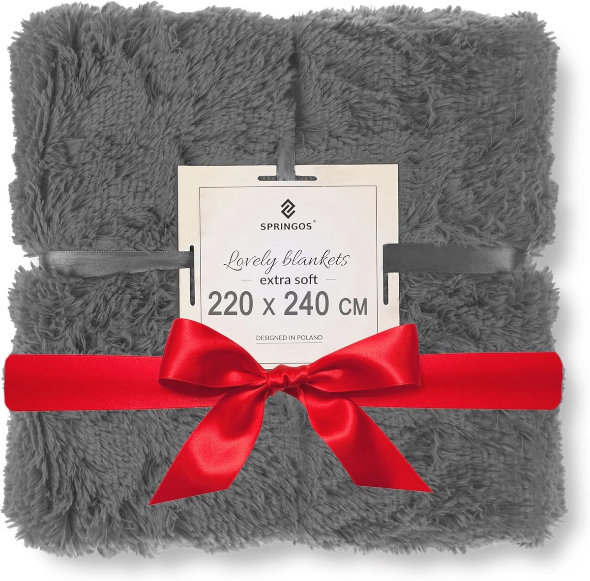 Pluche Deken en Plaid 220x240 cm - Donkergrijs Woonaccessoire