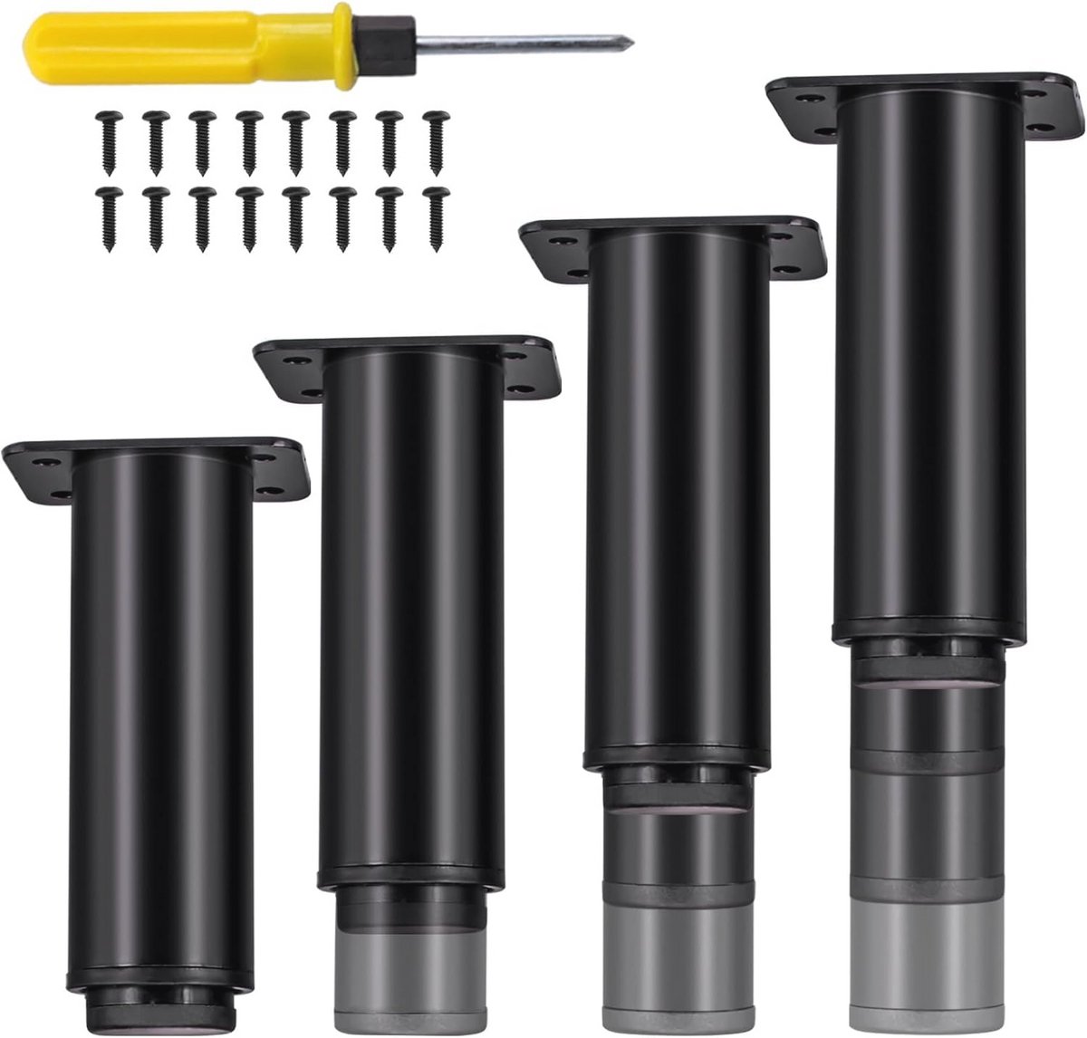 Verstelbare Metalen Meubelpoten 9,8 - 17,7 inch - 4 Stuks voor Keuken, Dressoir, Tv-standaard en Meer