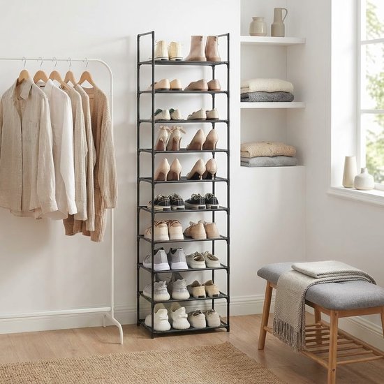 MAZAZU - Meuble à chaussures - Rangement chaussures - Zwart - 28 x 45 x 173 cm