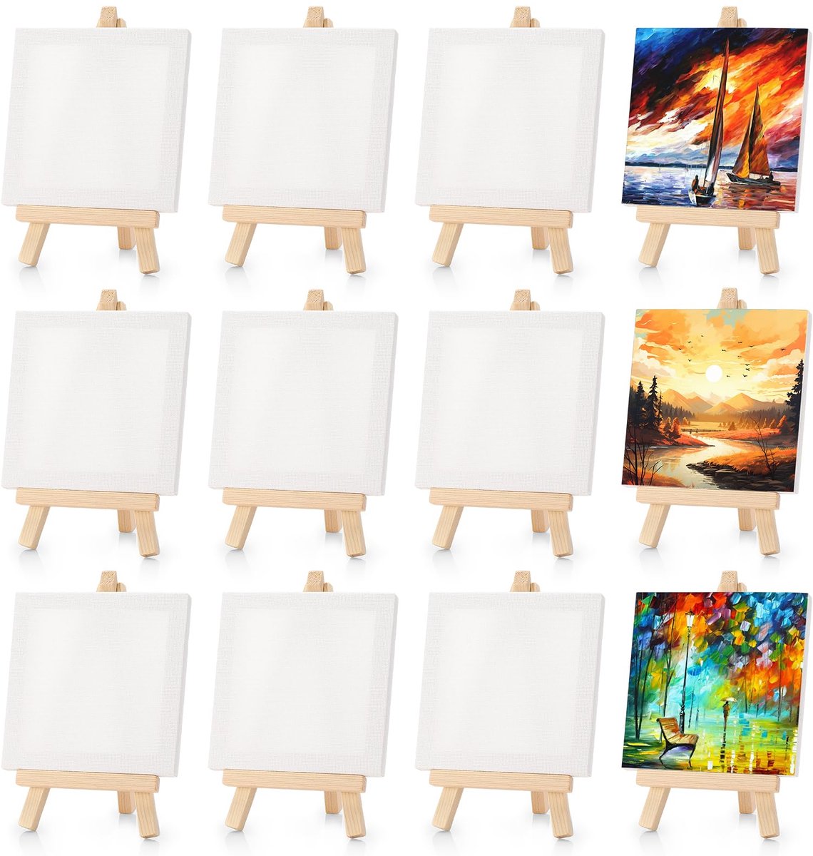 IMPERATORIS® Canvas - Schilderpanelen - Schildercanvas - Schilder doek - Geschikt voor Acryl, Olie- en Wquarelverf - Perfect voor Kleine tot Middelgrote Schilderijen - Hoogwaardige Kwaliteit Canvas - 12 mini tafelezels met canvas