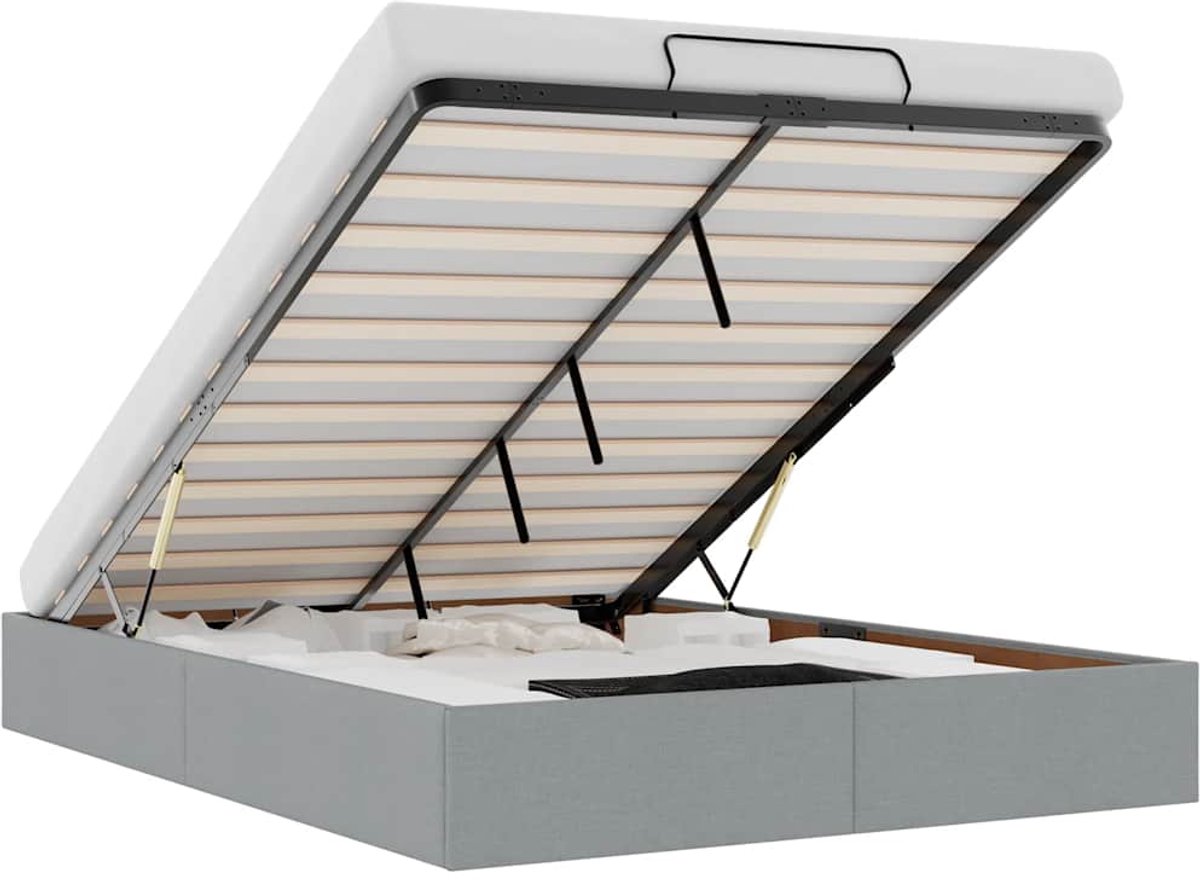 Tweepersoonsbed | Dubbelbed | Volwassenenbed | Bedframe zonder matras 140x190 cm stof lichtgrijs