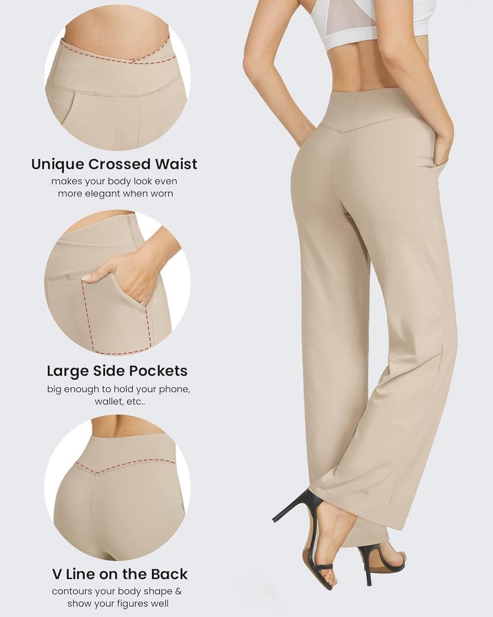 Wijde Pijpen Broek voor Vrouwen - Losse Yoga- en Loungebroek met Zakken