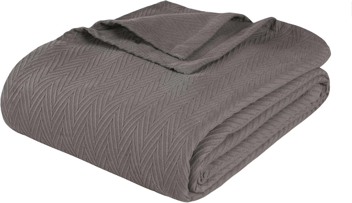 Katoenen thermische deken - All-season oversized geweven visgraat patroon - Twin size