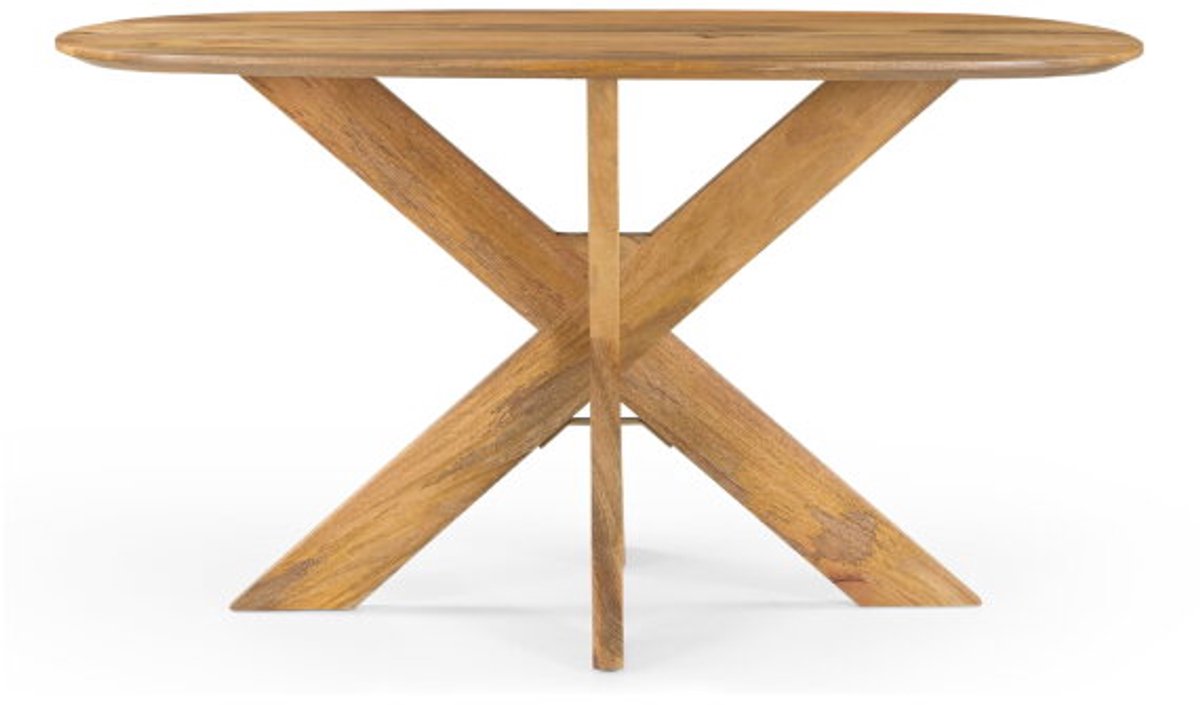 Benoa Eettafel Deens Ovaal Runa mangohout met Houten Onderstel 140x90x76 cm Naturel