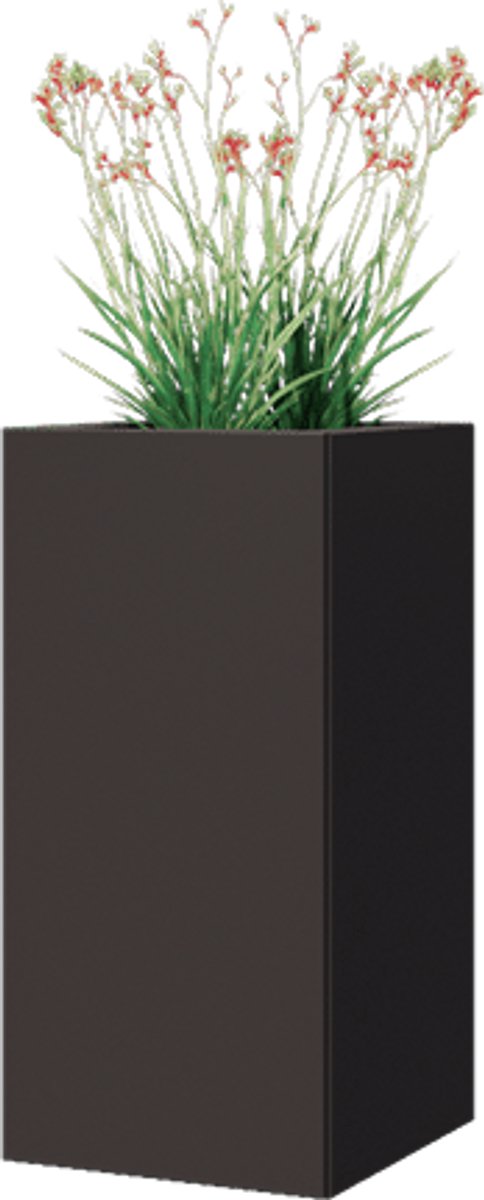 Gepoedercoat staal - plantenbak - Vierkant - 30x30x60cm - Antracietgrijs - Met bodem - MySteel