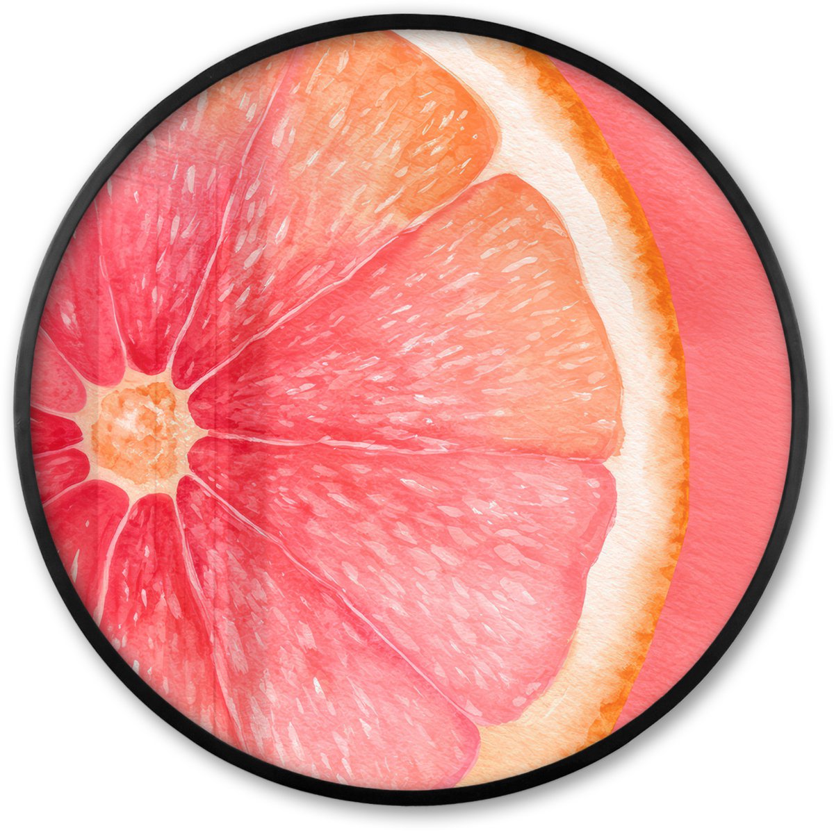 FrameYourWall Poster in lijst Rond - Fotolijst 60x60 cm - Posters - Grapefruit - Roze - Levendig - Ronde posterlijst zwart - Decoratie - Wanddecoratie woonkamer - Muurdecoratie slaapkamer Multicolor