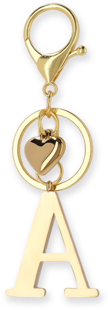 Manfield - Dames - Goudkleurige bag charm letter A - Maat 1