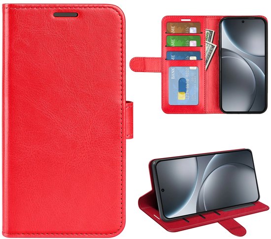 Oppo Find X9 Koolstofvezel Hoesje – Rood-zwart, Dun En Schokbestendig, Waterdicht, Met Verhoogde Rand Voor Camera En Scherm