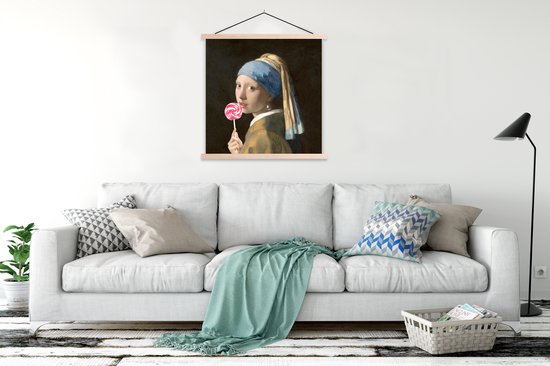 Affiche scolaire - Fille à la perle - Vermeer - Snoep - 120x120 cm - Lattes vierges