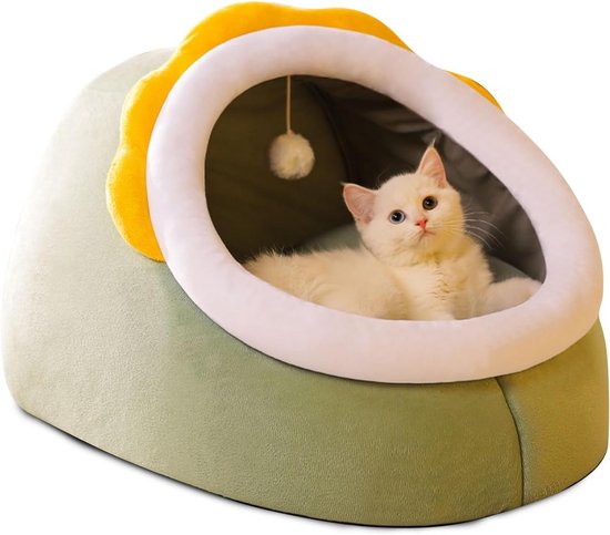 Kattenhol Met Kussen – Opvouwbaar – Warm Winterbed – Antislip Bodem – Voor Katten & Kleine Honden – S/M/L