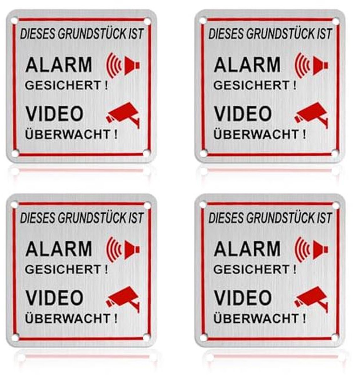 Videobewakingswaarschuwingsbord - 4 stuks - Zelfklevend - 10 x 10 cm