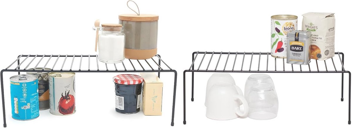 Keukenkastjesorganizers - Set van 2 opbergrekken - Zwart