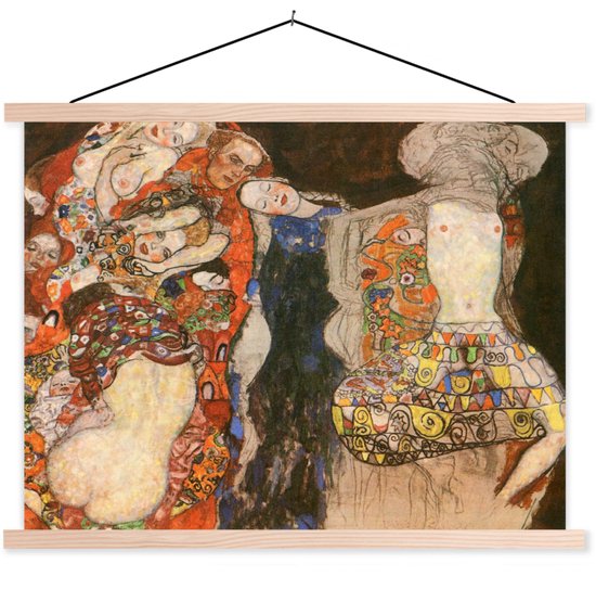 Porte-affiche avec affiche - Affiche scolaire - Peindre la mariée - Gustav Klimt - 150x113 cm - Lattes noires